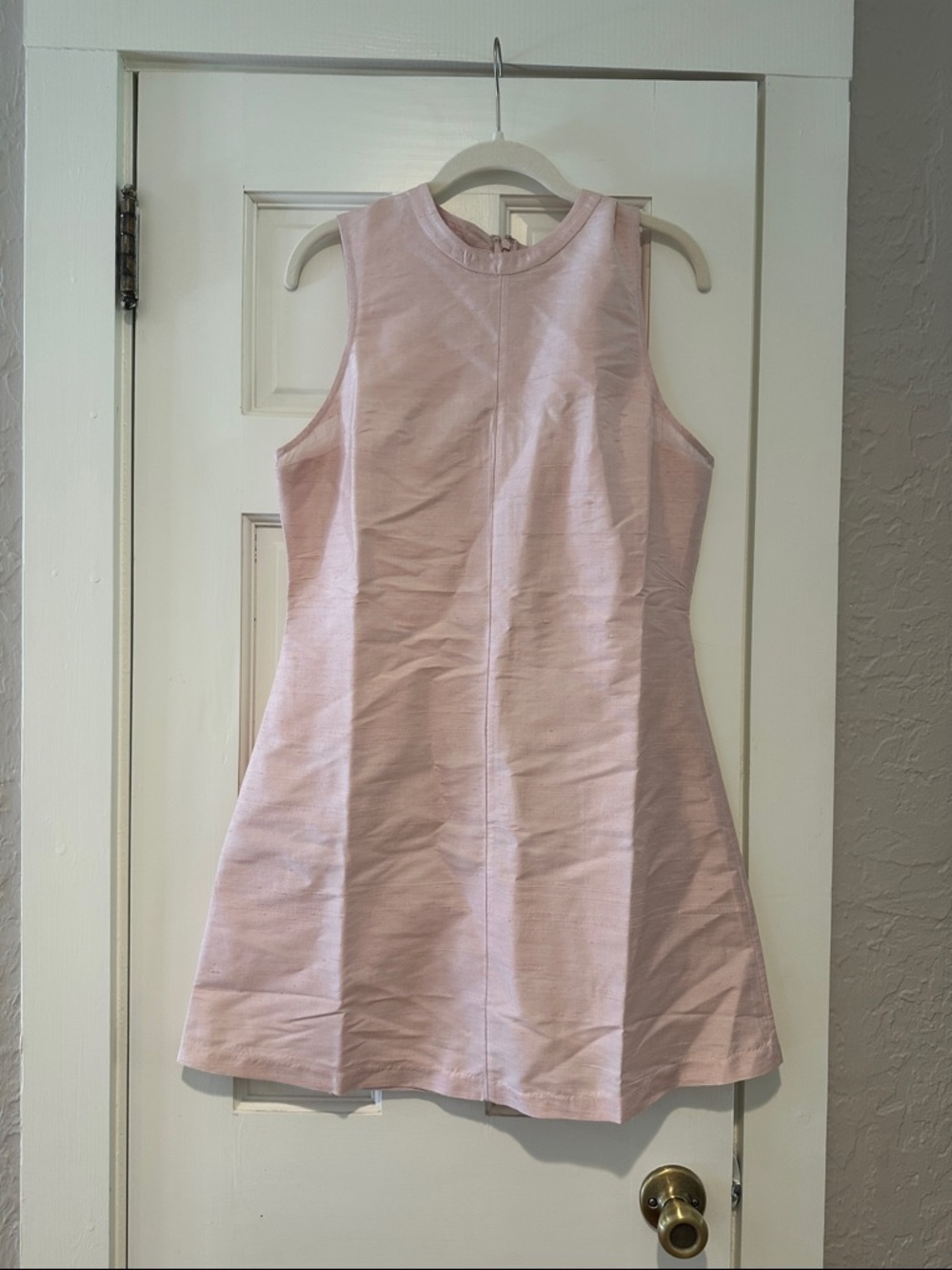 Sleeveless Blush Pink Mini Shift Dress Dupioni Silk